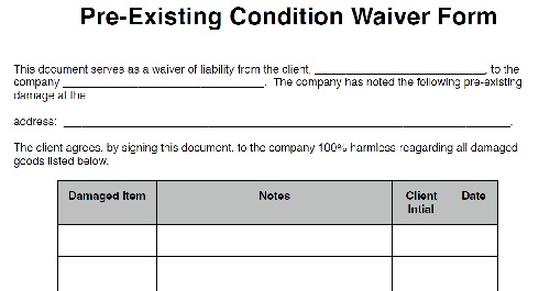 pre-existing waiver thumbnial